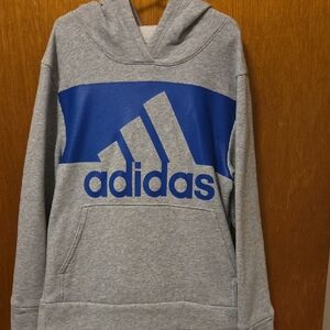 Adidas Gray Hoodie with Blue Logo